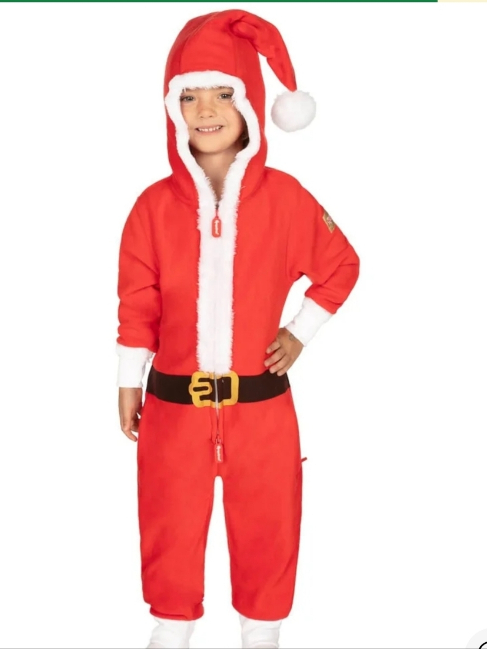 Tipsy Elves Youth Medium Santa Jumpsuit w/ Fur New Holiday Christmas Costume